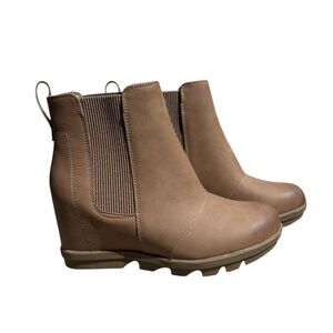 Athefit Hidden Wedge Ankle Bootie Women's Boots Size 7 Tan Brown New